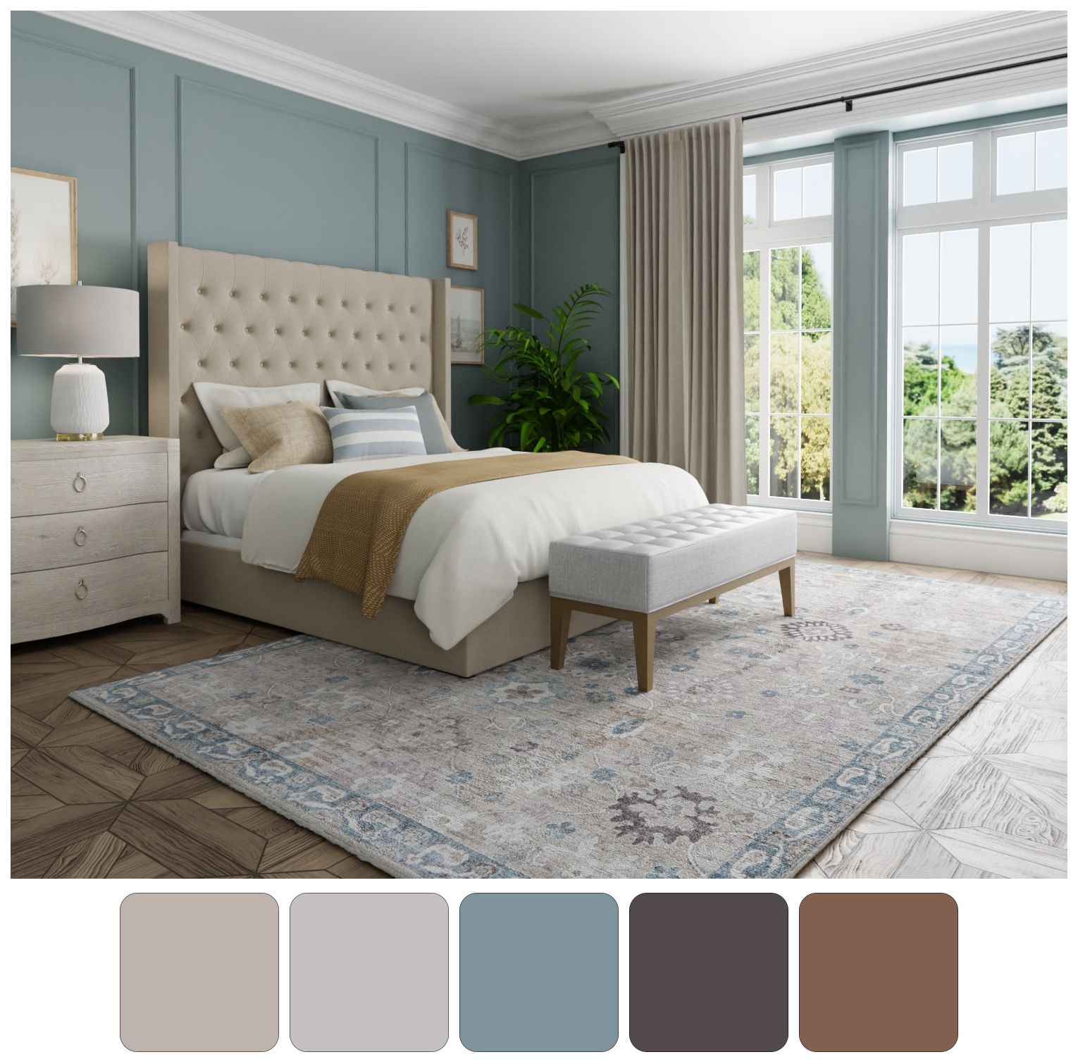 Image 4 Dartmouth Floral & Botanical Indoor Gray Area Rug 39QLF 6'-4" x 9'-2" more views