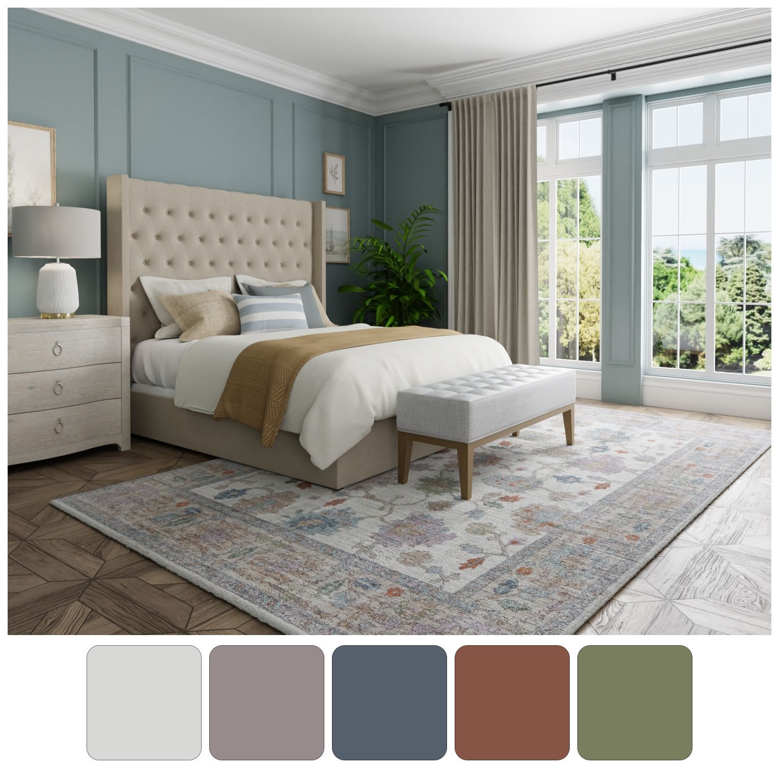 Image 4 Dartmouth Floral & Botanical Indoor Ivory Area Rug 39QJF 6'-4" x 9'-2" more views