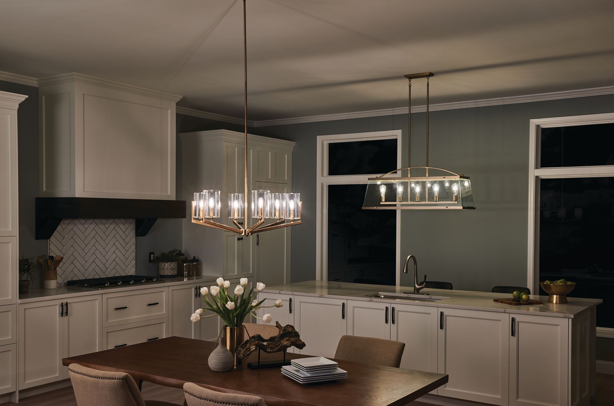 Darton 41" Chandelier  in Natural Brass