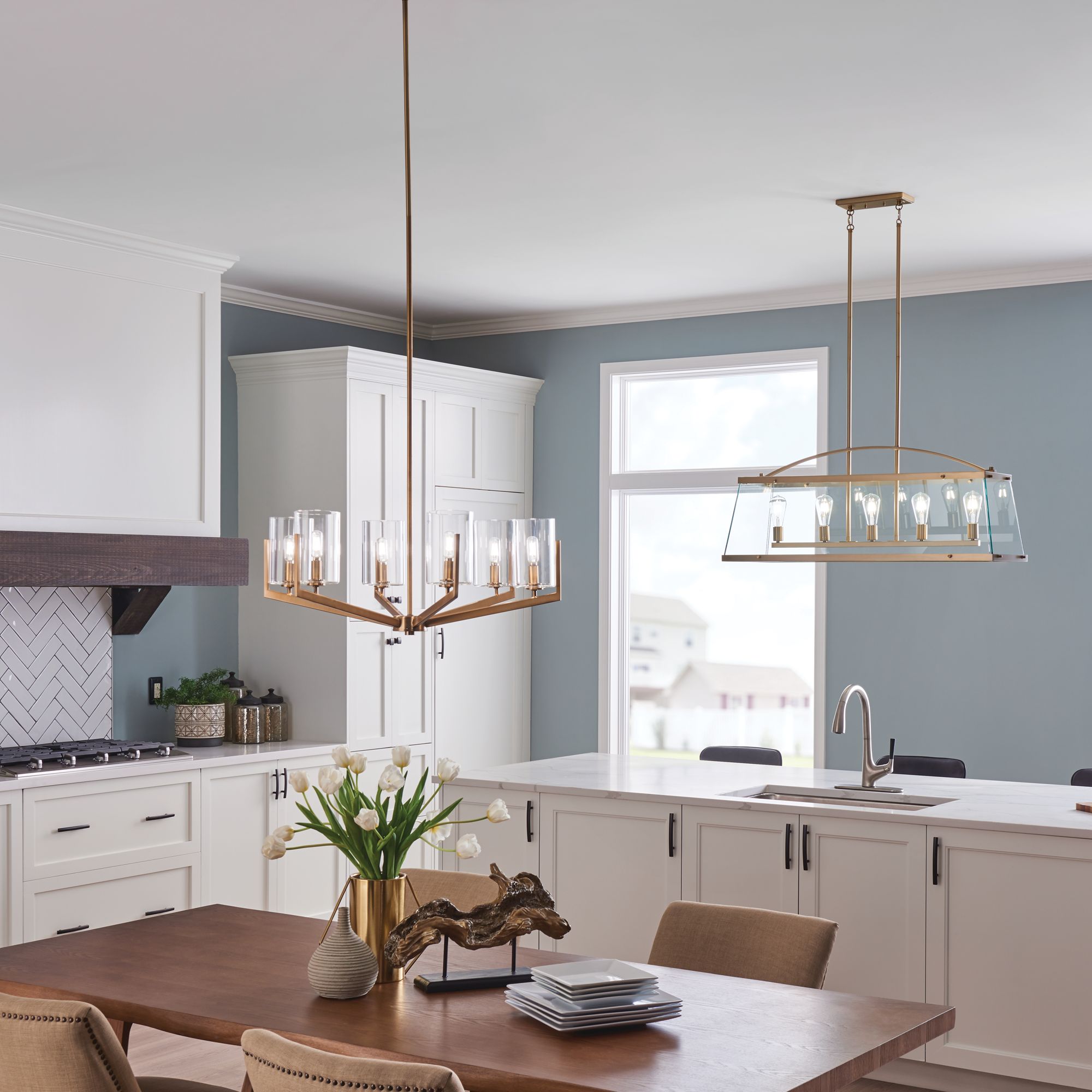 Darton 41" Chandelier  in Natural Brass