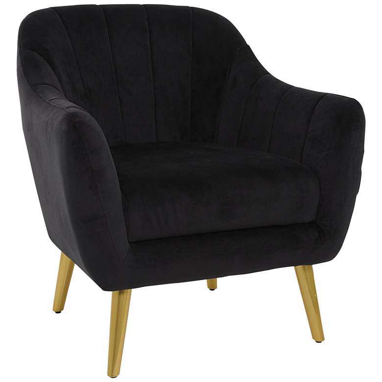 Image 2 Darwin Black Faux Velvet Fabric Accent Chair