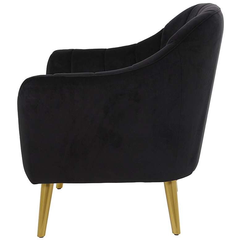 Image 4 Darwin Black Faux Velvet Fabric Accent Chair more views