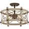 Daryl 14 3/4" Wide Bronze and Wood Open Drum Ceiling Light