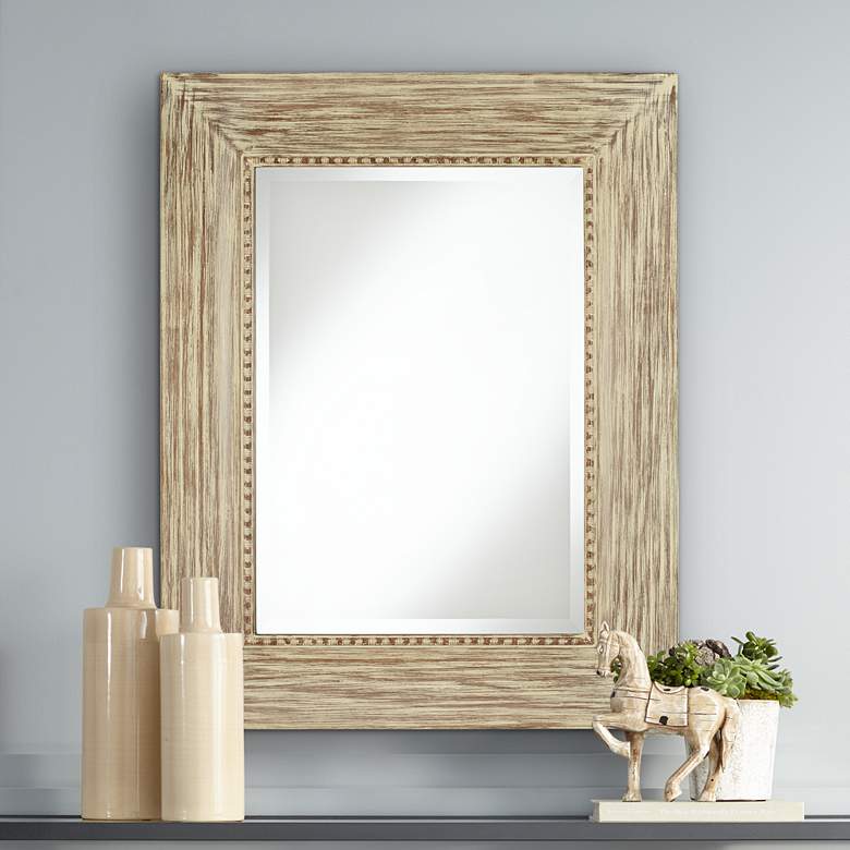Image 1 Daryn Wood 30 3/4 inch x 38 3/4 inch Beveled Wall Mirror