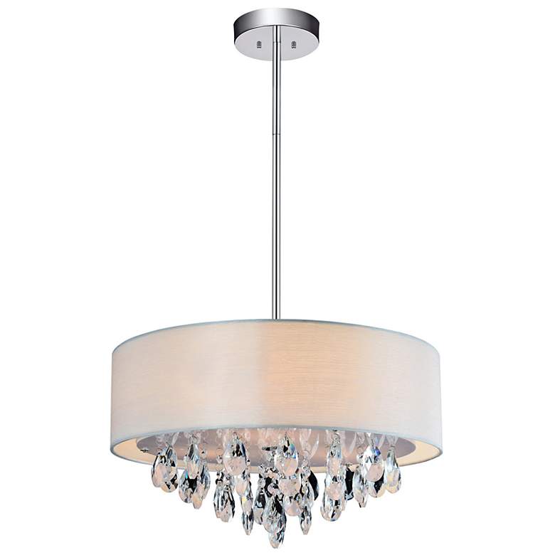 Image 1 Dash 14" Wide Chrome and Off-White Fabric Drum Chandelier