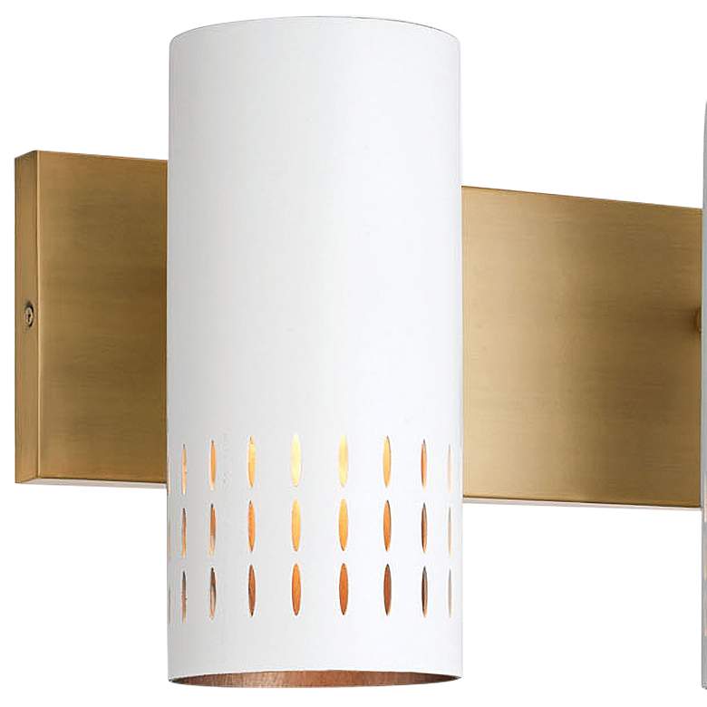 Image 3 Dash 24" Wide Aged Brass and White 3-Light Vanity Bath Light more views