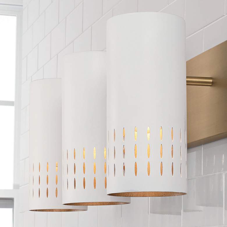 Image 4 Dash 24" Wide Aged Brass and White 3-Light Vanity Bath Light more views