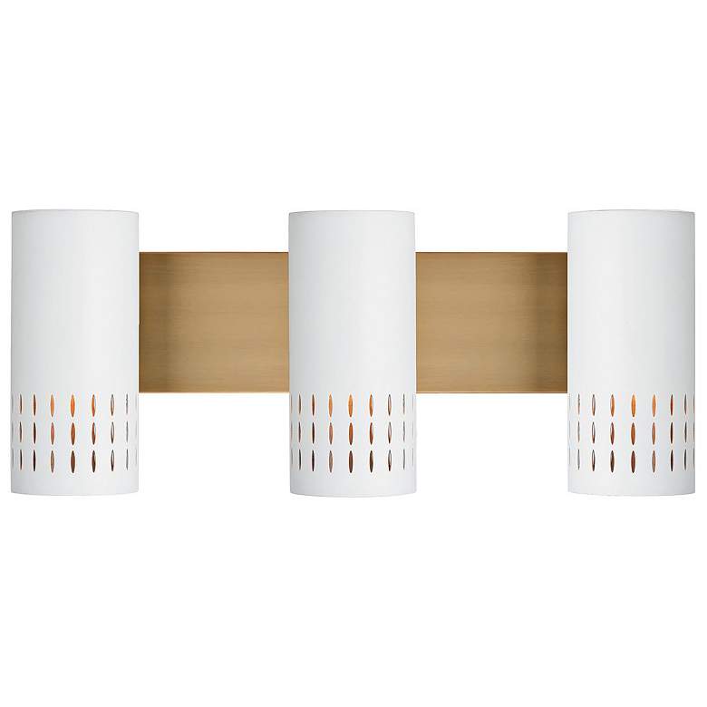 Image 5 Dash 24" Wide Aged Brass and White 3-Light Vanity Bath Light more views