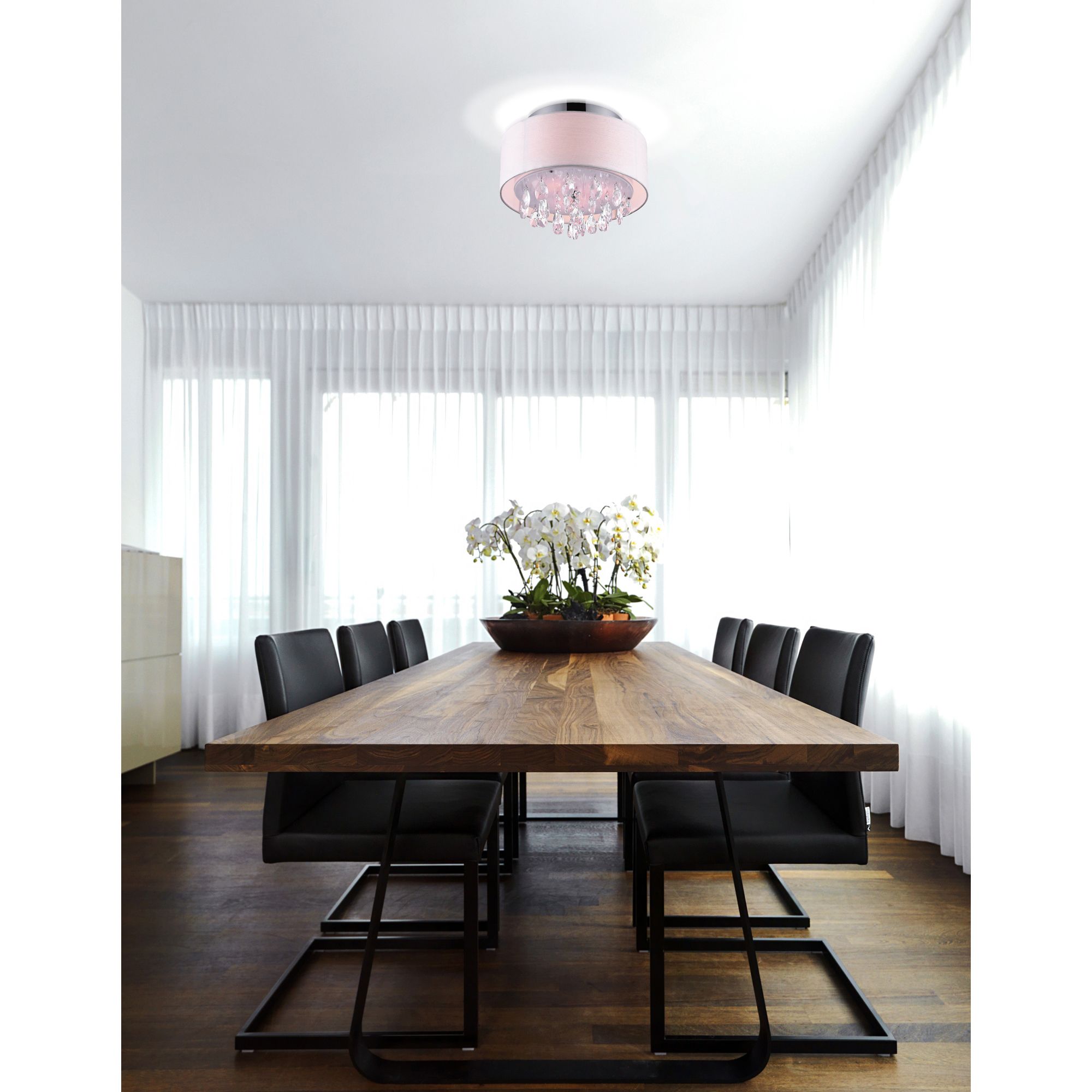 Image 4 Dash 3 Light 14in Chrome Flush Mount with Off White Shade more views