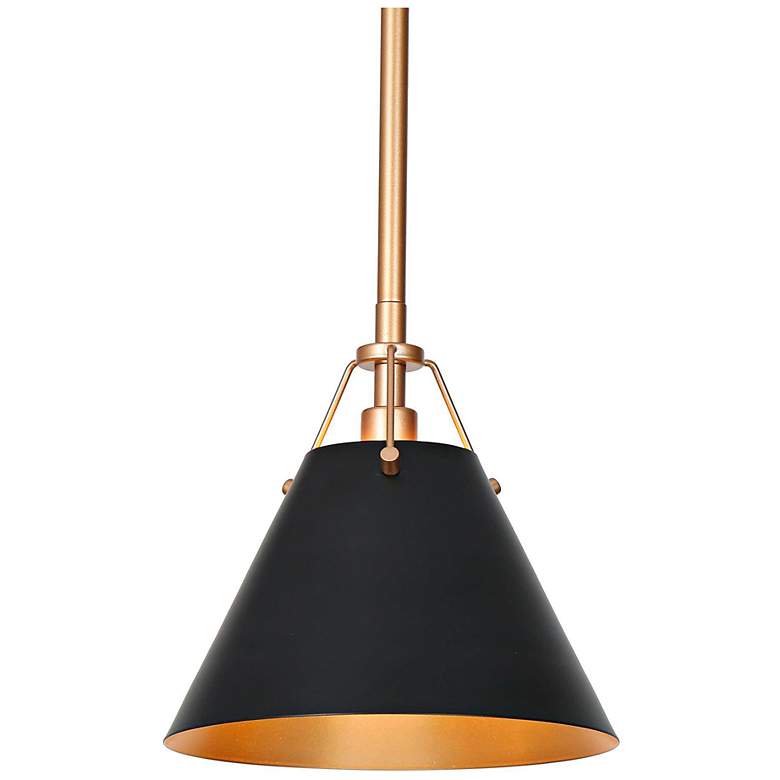 Image 1 Dashaunda 8" Wide Satin Gold and Matte Black Mini Pendant