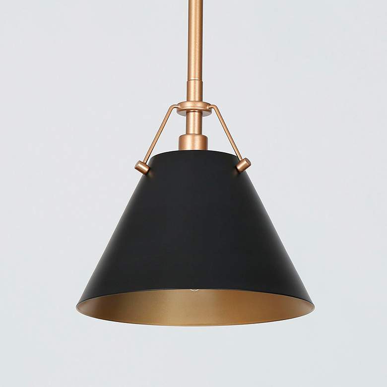Image 2 Dashaunda 8" Wide Satin Gold and Matte Black Mini Pendant more views