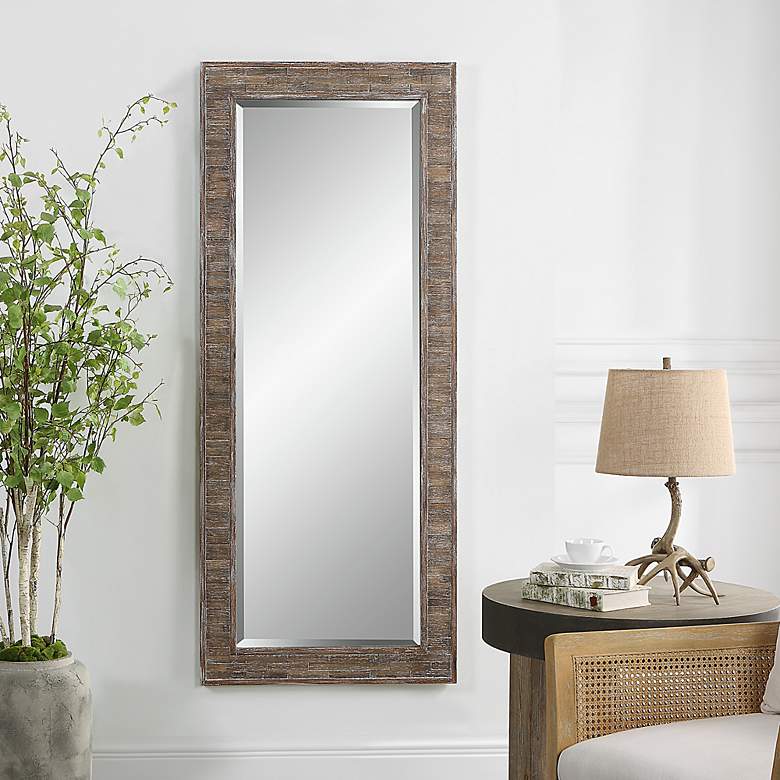 Image 1 Data Weather Pine 27 1/2" x 65 1/2" Wall/Floor Mirror