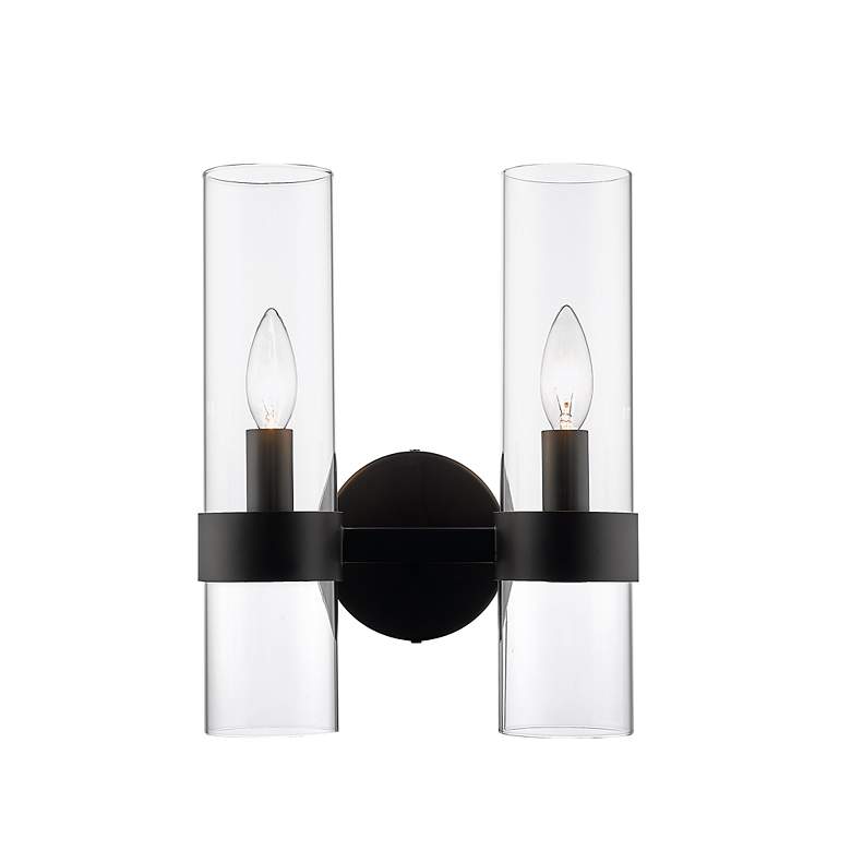 Image 6 Datus 13" High Matte Black Metal 2-Light Wall Sconce more views