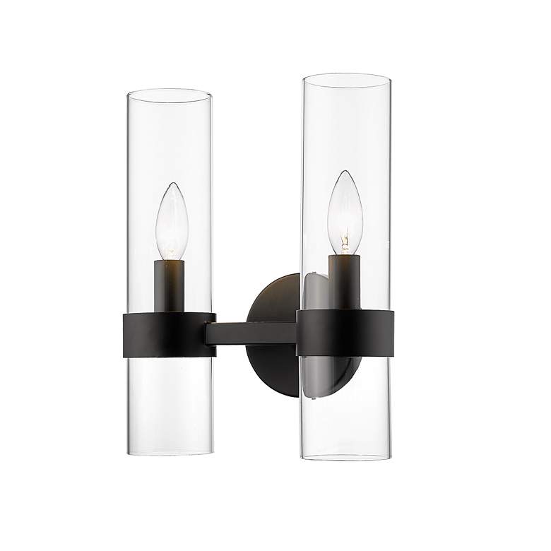 Image 7 Datus 13" High Matte Black Metal 2-Light Wall Sconce more views