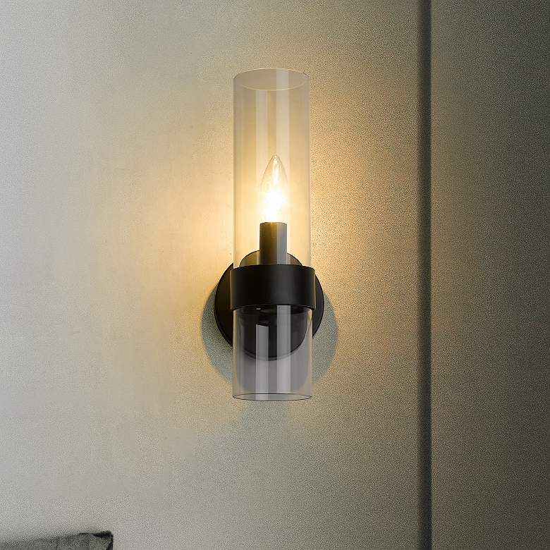 Image 2 Datus 13" High Matte Black Wall Sconce