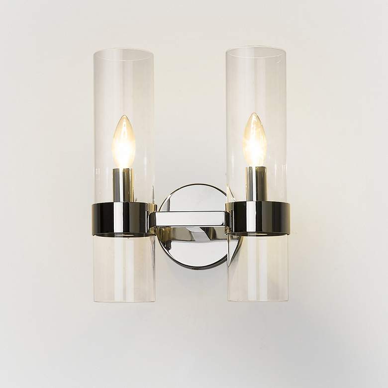Image 2 Datus 13" High Polished Nickel 2-Light Wall Sconce