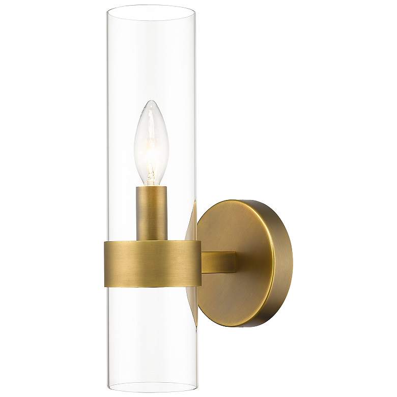 Image 6 Datus 13" High Rubbed Brass Wall Sconce more views