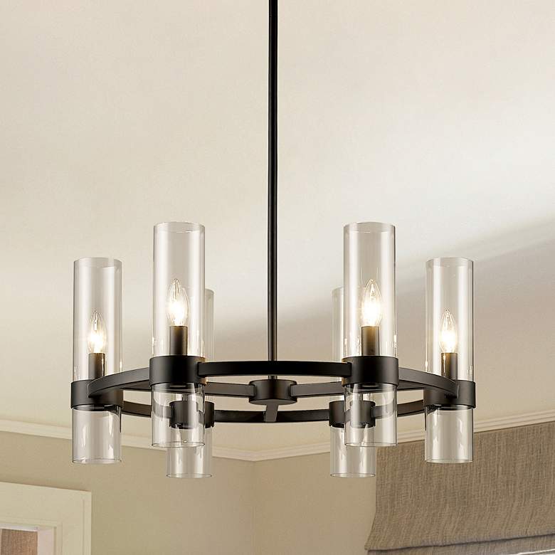 Image 2 Datus 26" Wide Matte Black 6-Light Chandelier