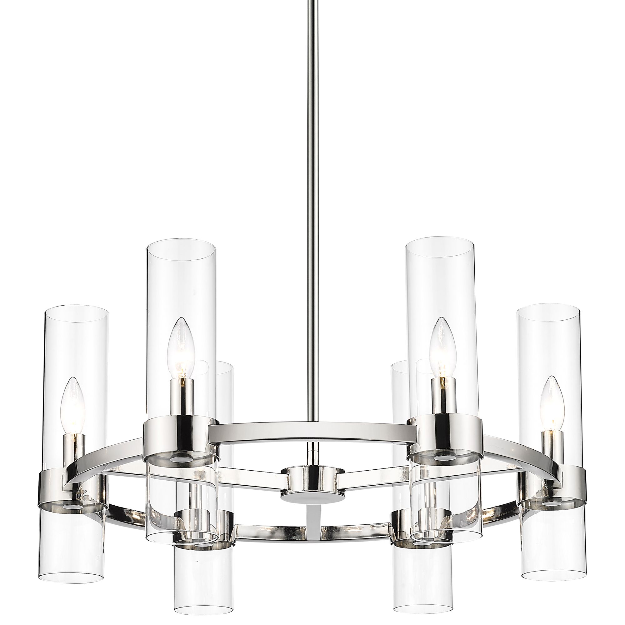 Datus 26" Wide Polished Nickel 6-Light Chandelier