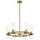 Datus 26"W Rubbed Brass and Clear Glass 6-Light Chandelier