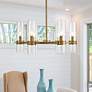 1_Datus 26"W Rubbed Brass and Clear Glass 6-Light Chandelier