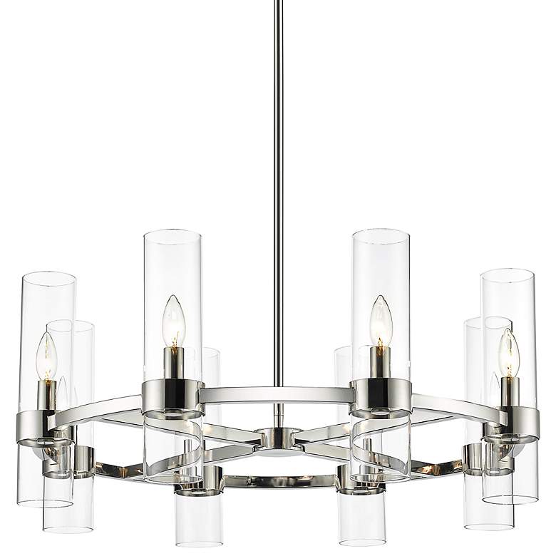 Image 3 Datus 32"W Polished Nickel 8-Light Wagon Wheel Chandelier