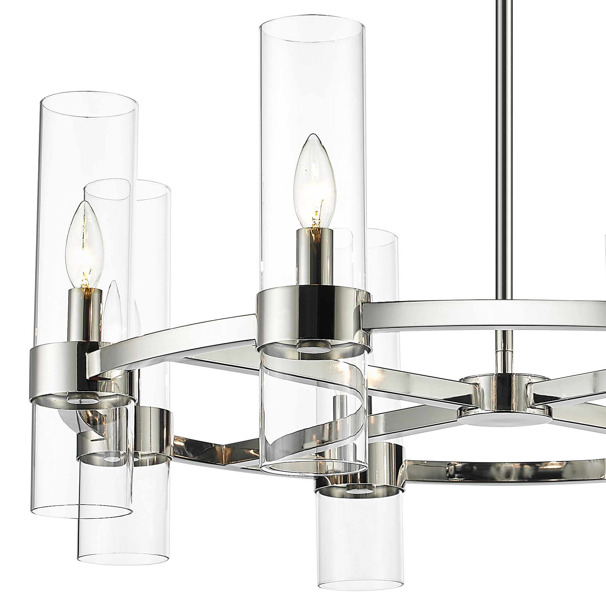 Image 4 Datus 32"W Polished Nickel 8-Light Wagon Wheel Chandelier more views