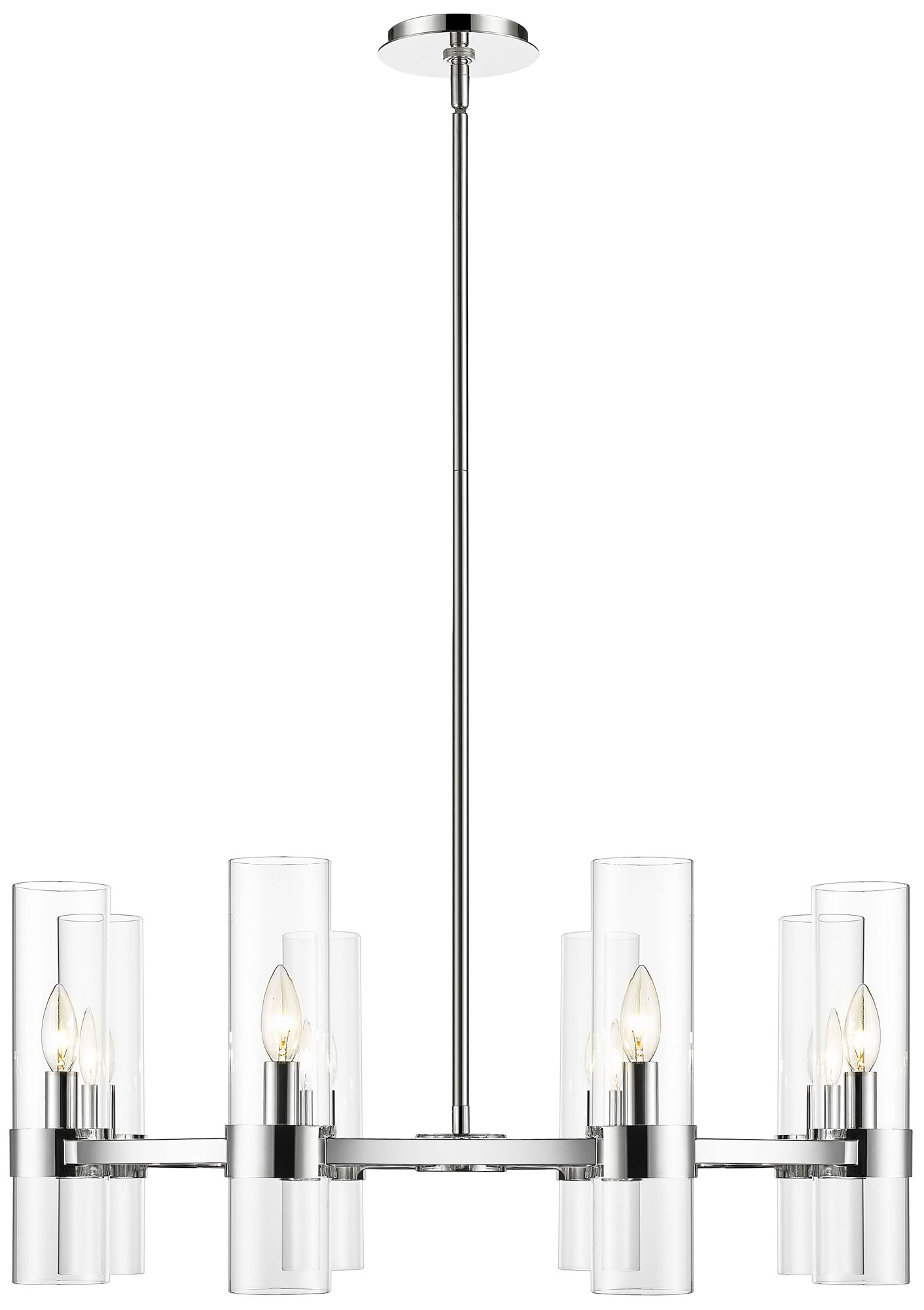 Image 5 Datus 32"W Polished Nickel 8-Light Wagon Wheel Chandelier more views