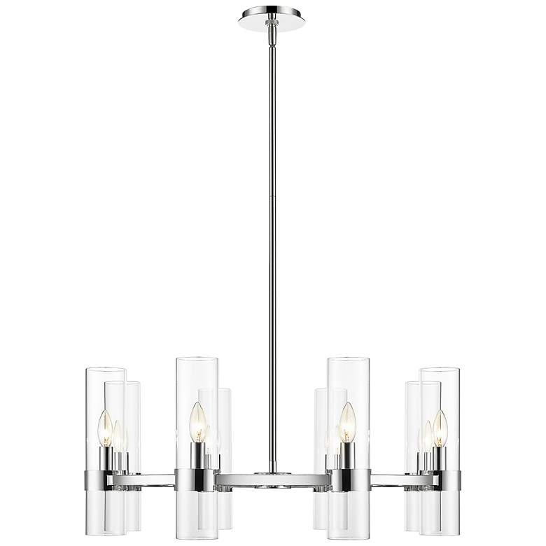 Image 5 Datus 32"W Polished Nickel 8-Light Wagon Wheel Chandelier more views