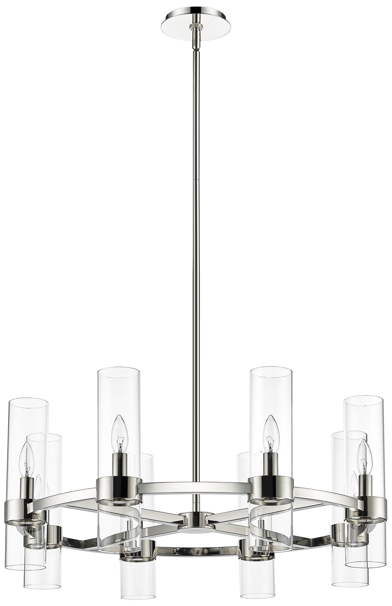 Image 6 Datus 32"W Polished Nickel 8-Light Wagon Wheel Chandelier more views