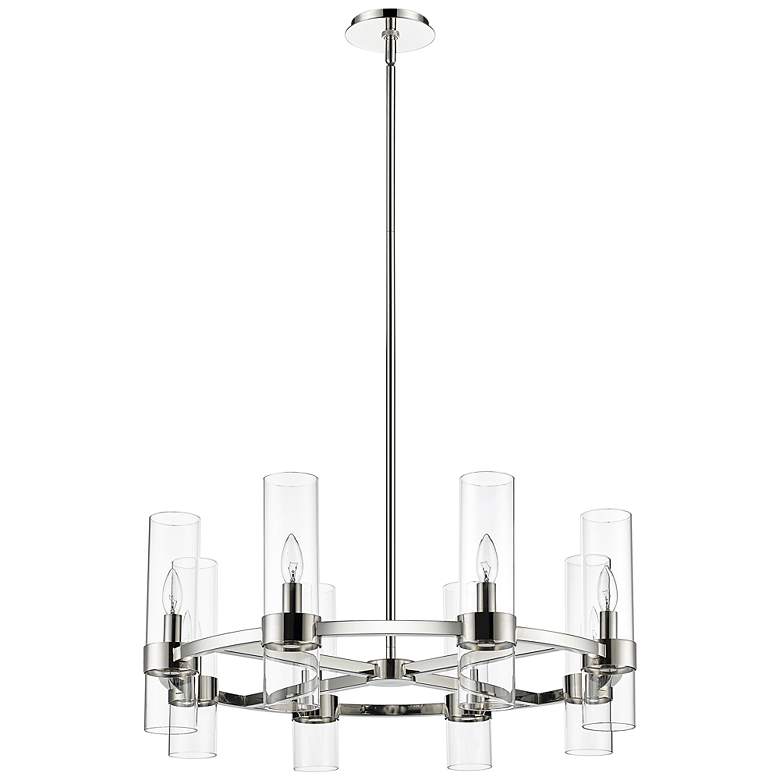 Image 6 Datus 32"W Polished Nickel 8-Light Wagon Wheel Chandelier more views