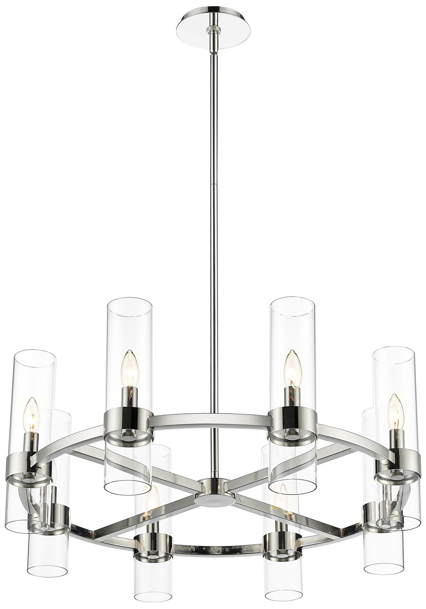 Image 7 Datus 32"W Polished Nickel 8-Light Wagon Wheel Chandelier more views