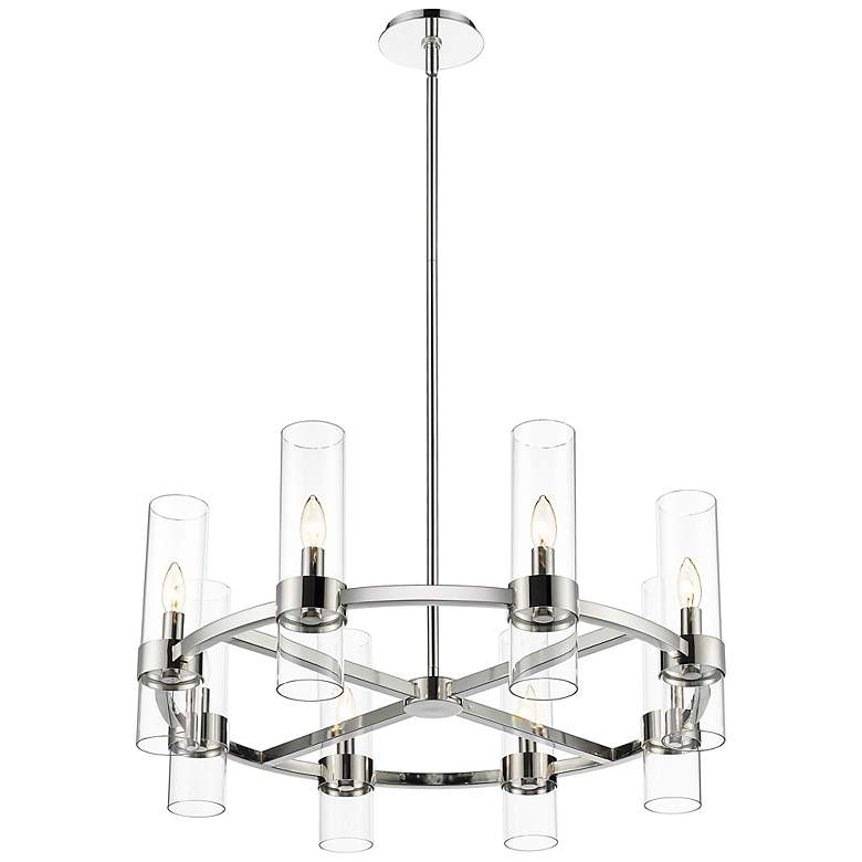 Image 7 Datus 32"W Polished Nickel 8-Light Wagon Wheel Chandelier more views