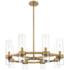Datus 32"W Rubbed Brass and Clear Glass 8-Light Chandelier