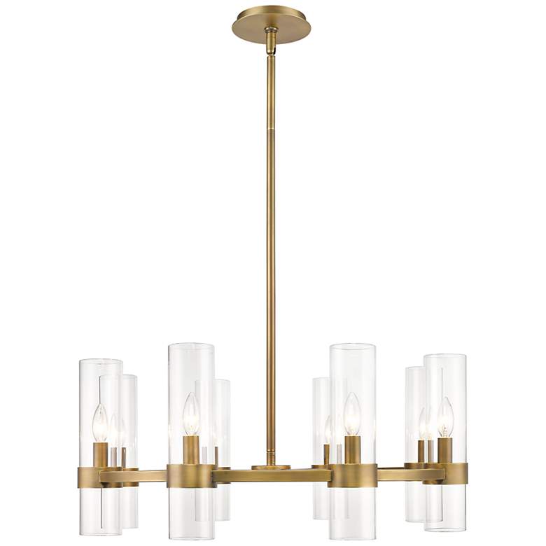 Image 5 Datus 32"W Rubbed Brass and Clear Glass 8-Light Chandelier more views