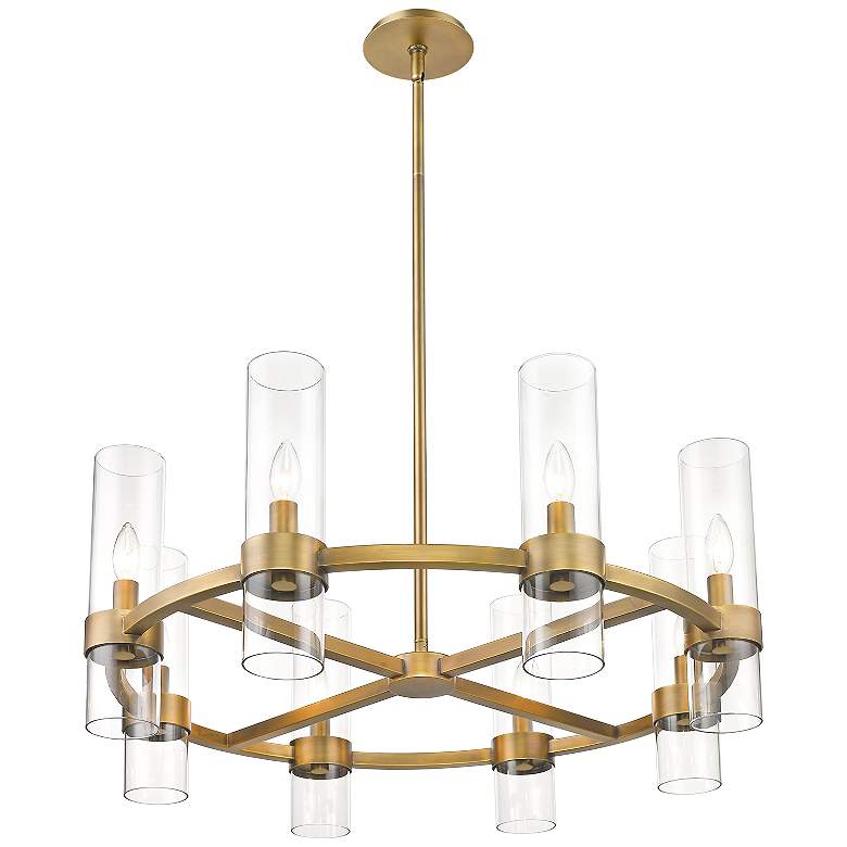 Image 6 Datus 32"W Rubbed Brass and Clear Glass 8-Light Chandelier more views