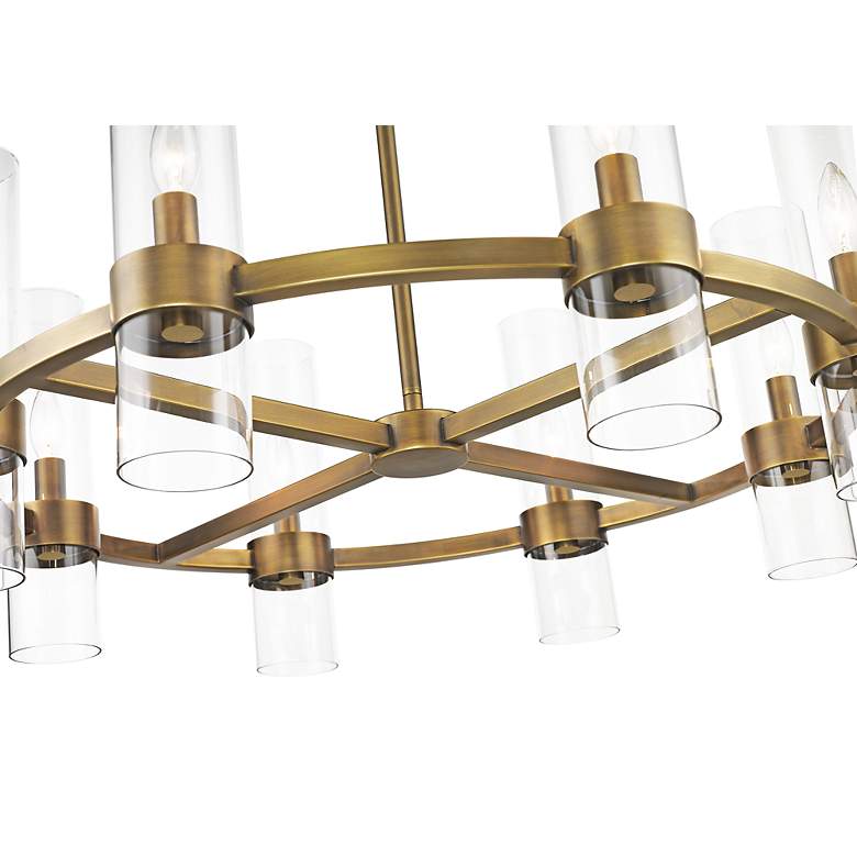 Image 7 Datus 32"W Rubbed Brass and Clear Glass 8-Light Chandelier more views