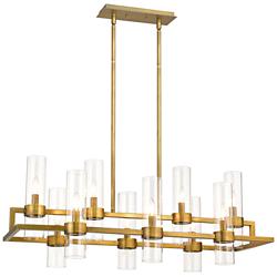 Datus 42 1/2" Wide Rubbed Brass 10-Light Island Chandelier