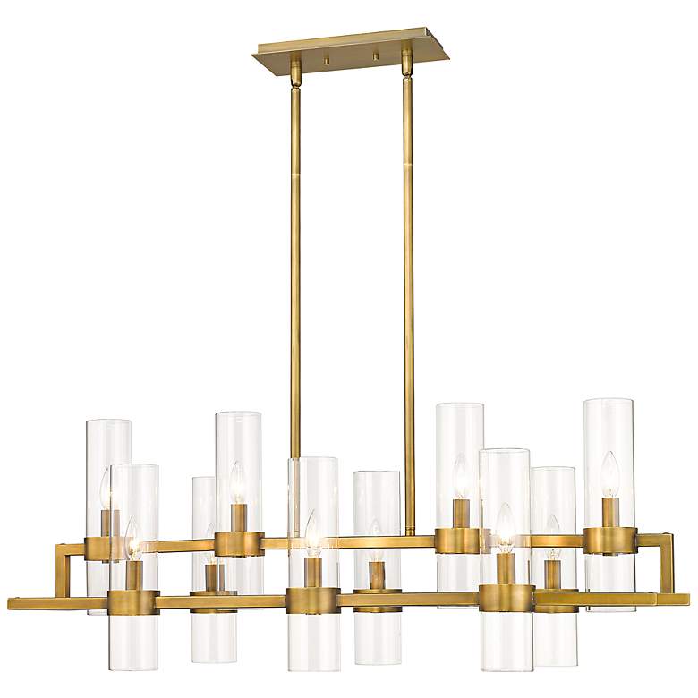 Image 7 Datus 42 1/2" Wide Rubbed Brass 10-Light Island Chandelier more views