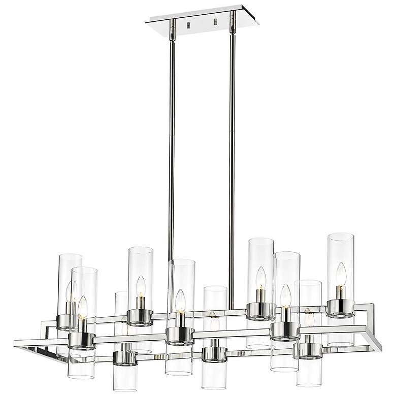 Image 1 Datus 42 1/2"W Polished Nickel 10-Light Linear Chandelier