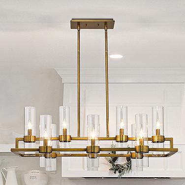 Datus 42 1/2" Wide Rubbed Brass 10-Light Island Chandelier