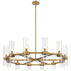Datus 43 1/2"W Rubbed Brass 12-Light Ring-Round Chandelier