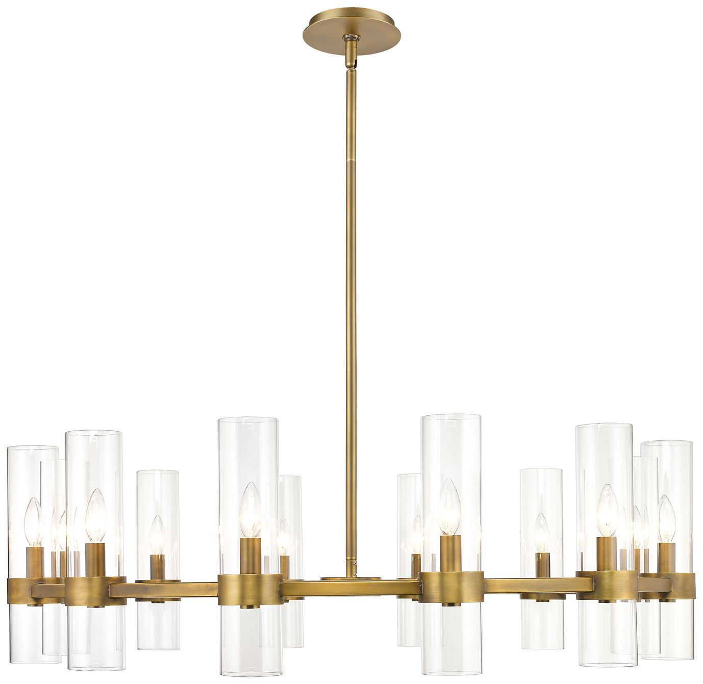 Image 4 Datus 43 1/2"W Rubbed Brass 12-Light Ring-Round Chandelier more views