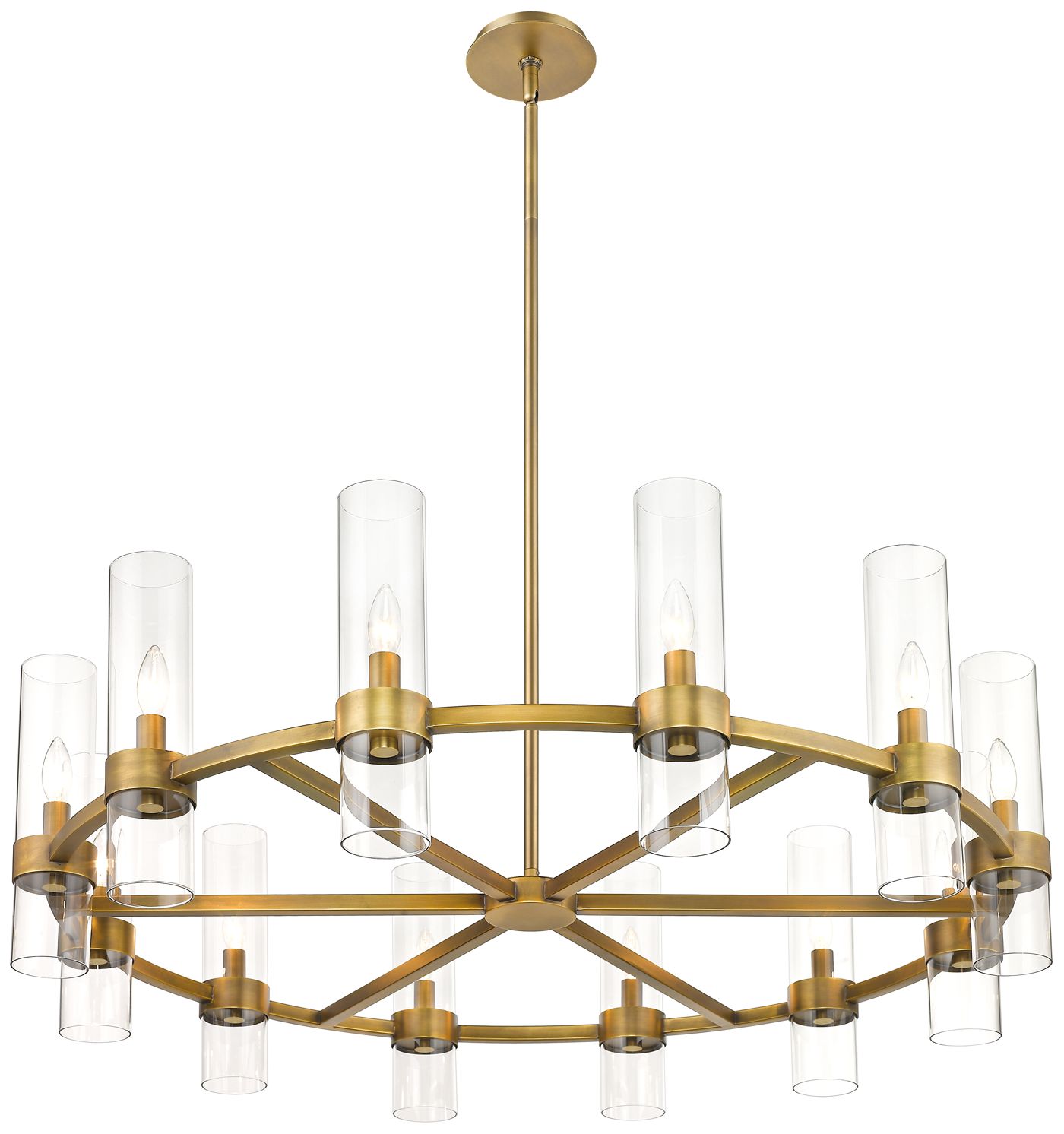Image 5 Datus 43 1/2"W Rubbed Brass 12-Light Ring-Round Chandelier more views