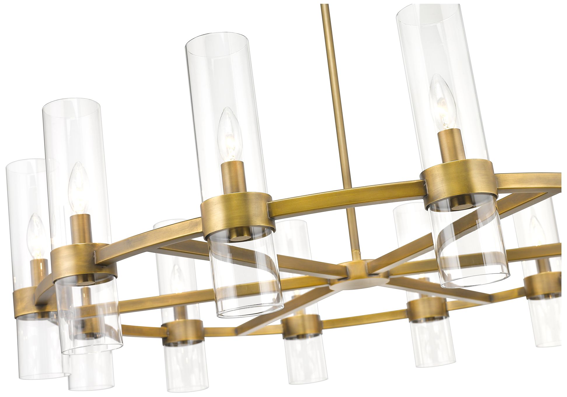 Image 6 Datus 43 1/2"W Rubbed Brass 12-Light Ring-Round Chandelier more views