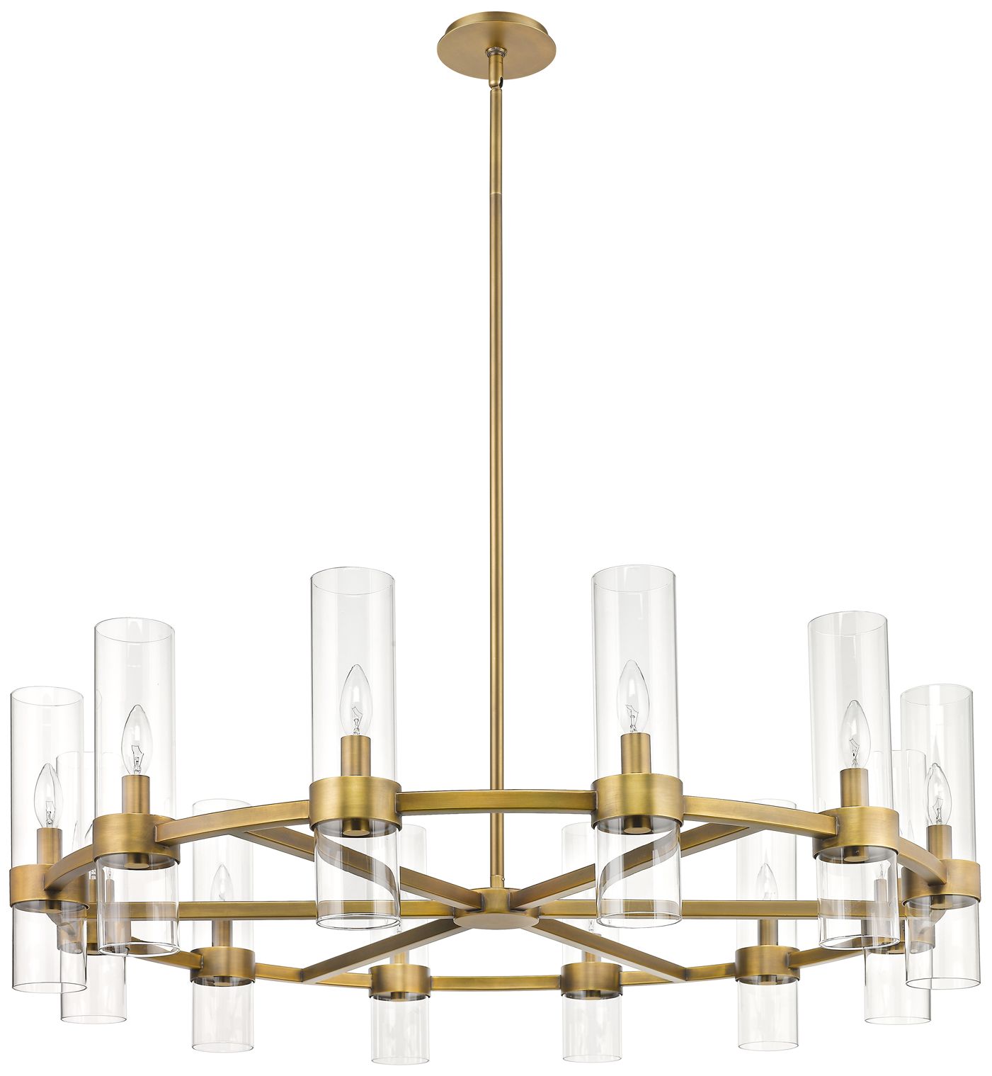 Image 7 Datus 43 1/2"W Rubbed Brass 12-Light Ring-Round Chandelier more views