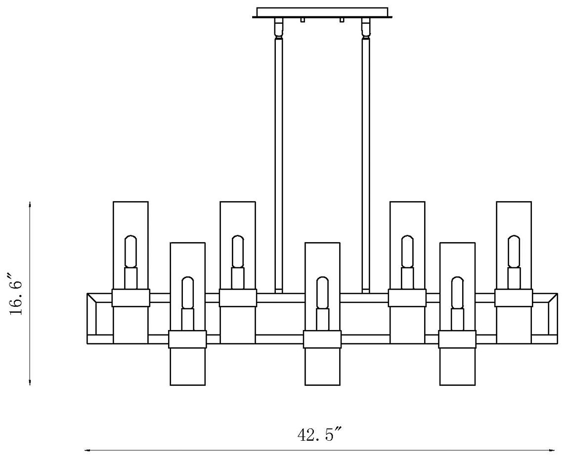 Datus by Z-Lite Matte Black 42.5 inch 10 Light Island/Billiard