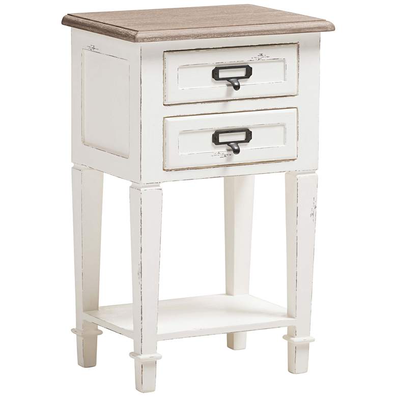 Image 1 Dauphine 15 3/4 inch Wide Weathered Oak and White Side Table