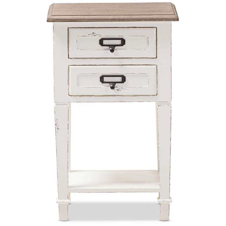 Image 2 Dauphine 15 3/4" Wide Weathered Oak and White Side Table more views