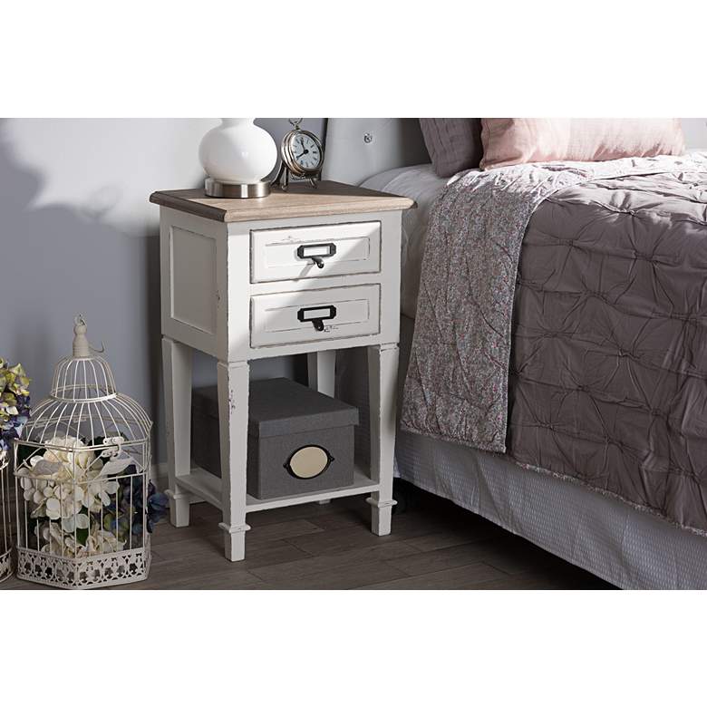 Image 5 Dauphine 15 3/4" Wide Weathered Oak and White Side Table more views